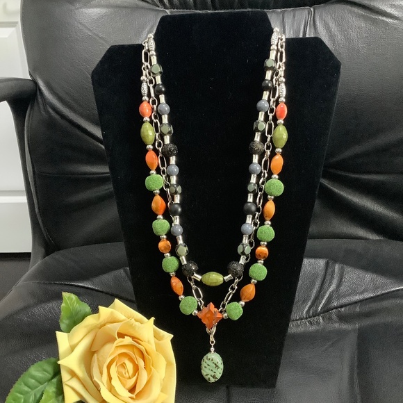 ART BY AMY LABBE Three Strand Necklace 14” long - Picture 2 of 10